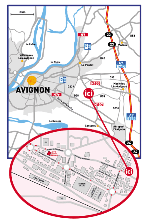 Plan accès PPC AVIGNON. Pièces détachèes chauffage toutes énergies. Chaudières...